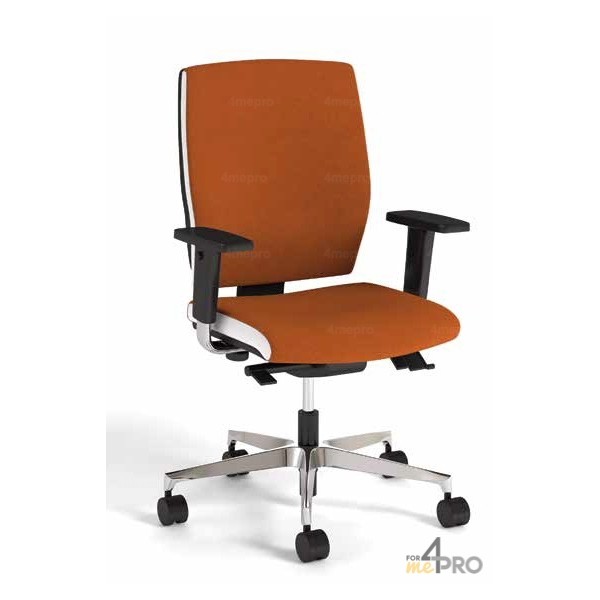 4mepro-fauteuil De Bureau Synchrone Plus Avec Dossier Haut + Pieds Alu Poli + Accoudoirs Réglables Square Bicolore Blanc