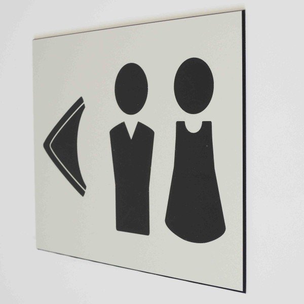 Plaque de porte "toilettes à gauche" Pictogramme - 4mepro