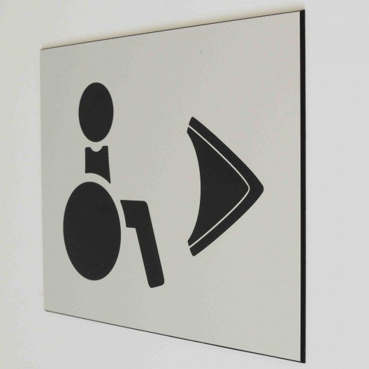 Plaque de porte "toilettes personnes handicapées à droite" Pictogramme