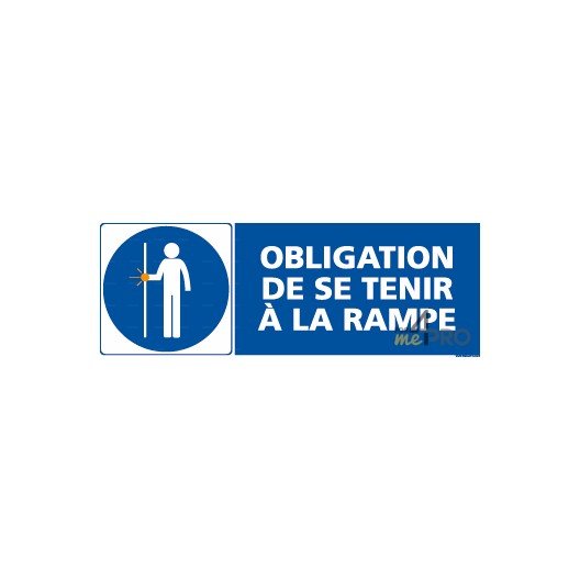 Panneau rectangulaire Obligation de se tenir à la rampe escalier