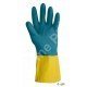 Gants protection chimique 32cm - latex et néoprène flocké coton - normes EN 388 4121 / EN 374