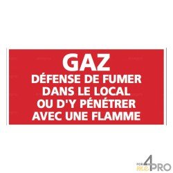 Panneau rectangulaire Gaz défense de fumer dans le local ou y pénétrer avec une flamme