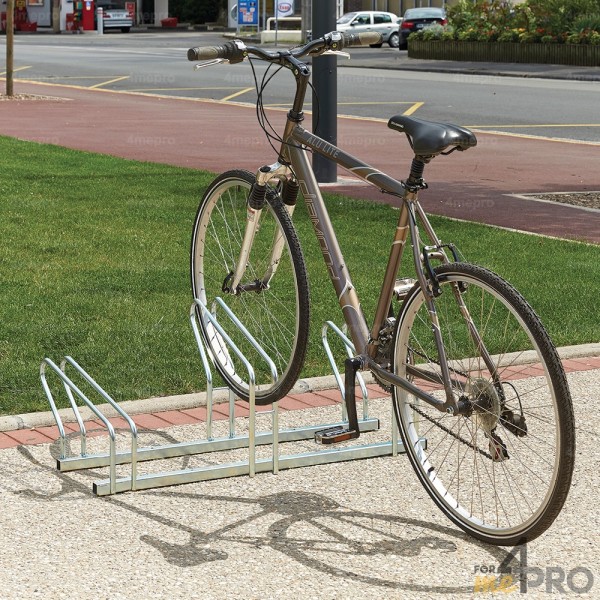 Râtelier vélo au sol côte à côte 2 niveaux - 3 vélos