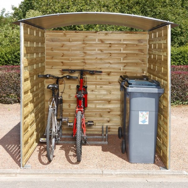 Abri extérieur 180 x 180 x 200 cm pour poubelles et vélos