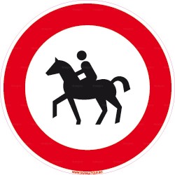 Panneau cavaliers et chevaux interdits 2