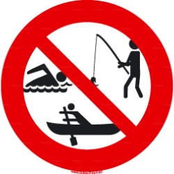 Panneau pêche, baignade et barques interdits