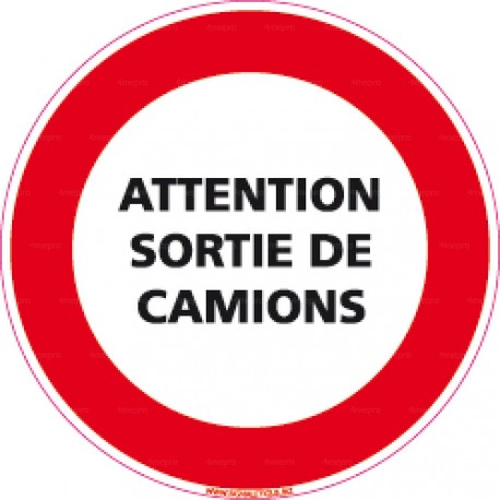 Panneau attention sortie de camion