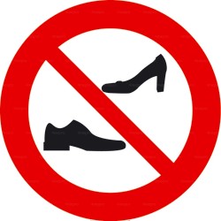 Panneau rond chaussures interdites