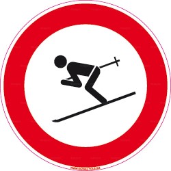 Panneau interdit de skier