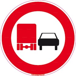 Panneau dépassement interdit aux véhicules de plus de 3,5 T