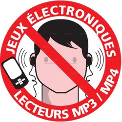 Panneau jeux électroniques, lecteurs MP3 / MP4 interdits