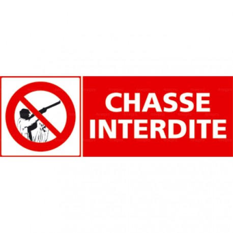 Panneau rectagulaire chasse interdite avec pictogramme