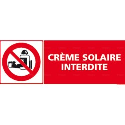 Panneau rectangulaire crème solaire interdite