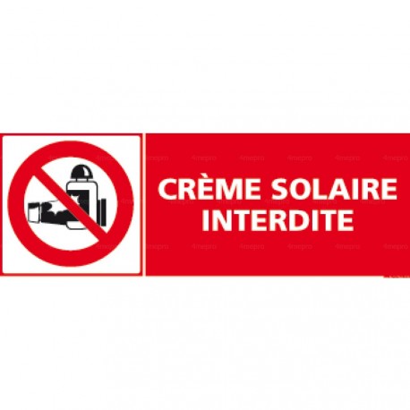 Panneau rectangulaire crème solaire interdite