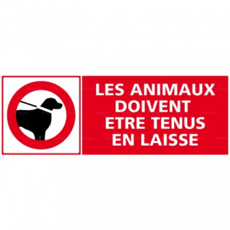 Panneau les animaux doivent être tenus en laisse 2