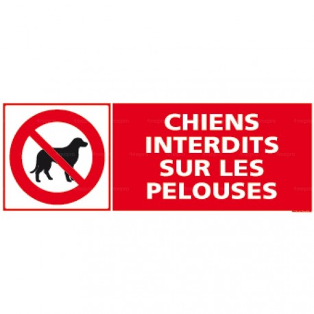 Panneau chiens interdits sur les pelouses