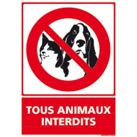 Panneau vertical tous animaux interdits