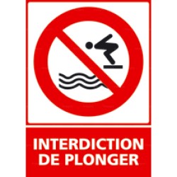 Panneau vertical interdiction de plonger