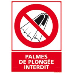 Panneau vertical palmes de plongée interdit