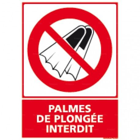 Panneau vertical palmes de plongée interdit