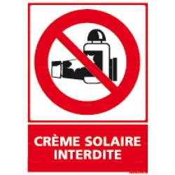 Panneau vertical crème solaire interdite