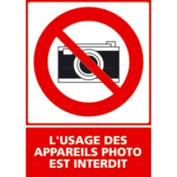 Panneau vertical l'usage des appareils photo est interdit