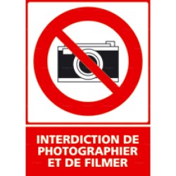 Panneau vertical interdiction de photographier et de filmer