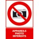 Panneau vertical appareils photo interdits