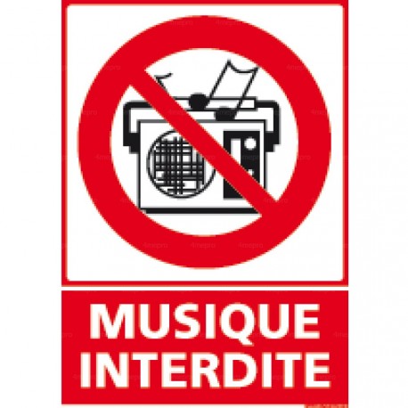 Panneau vertical musique interdite