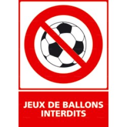 Panneau vertical Jeux de ballons interdits