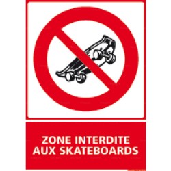 Panneau vertical Zone interdite aux skateboards