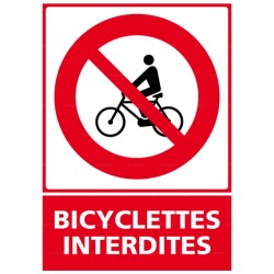 Panneau vertical Bicyclettes interdites
