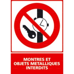 Panneau vertical Montres et objets métalliques interdits