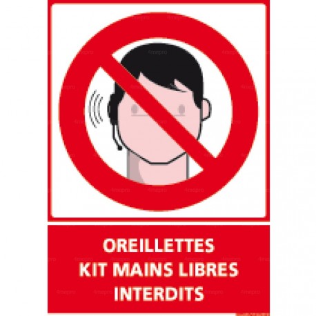 Panneau vertical Oreillettes, kit mains libres interdits