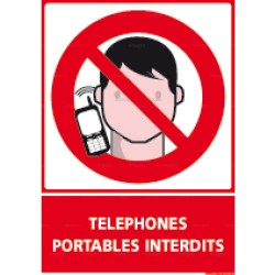 Panneau vertical Téléphones portables interdits