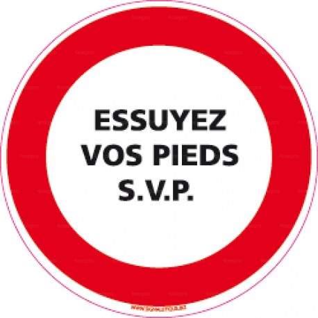 Panneau rond Essuyez vos pieds