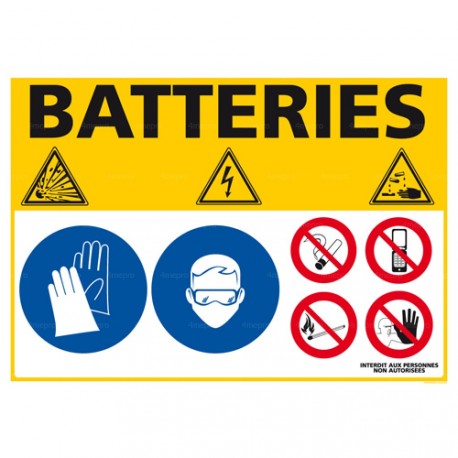 Panneau rectangulaire Consigne de sécurité batteries