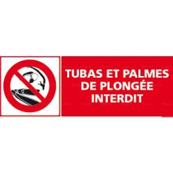 Panneau rectangulaire Tubas et palmes de plongée interdit