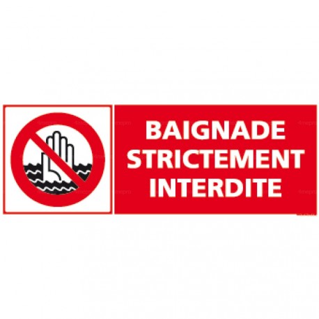 Panneau rectangulaire Baignade strictement interdite