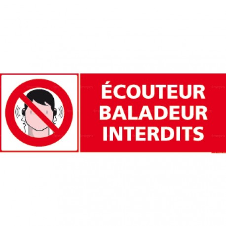 Panneau rectangulaire Ecouteur, baladeur interdits