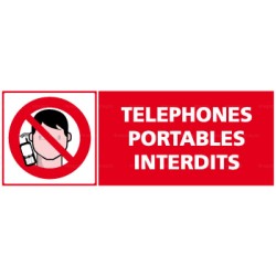 Panneau rectangulaire Téléphones portables interdits