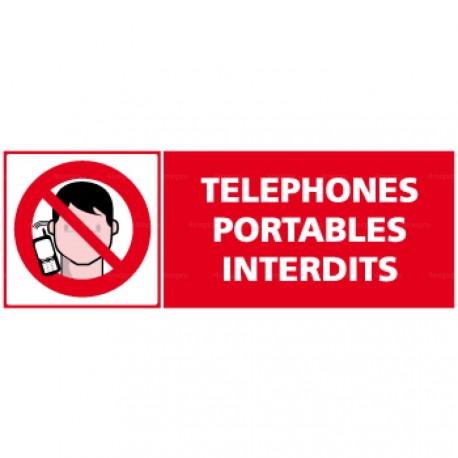 Panneau rectangulaire Téléphones portables interdits