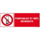 Panneau rectangulaire Portables et Mp3 interdits