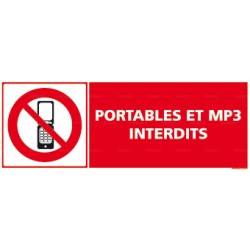 Panneau rectangulaire Portables et Mp3 interdits
