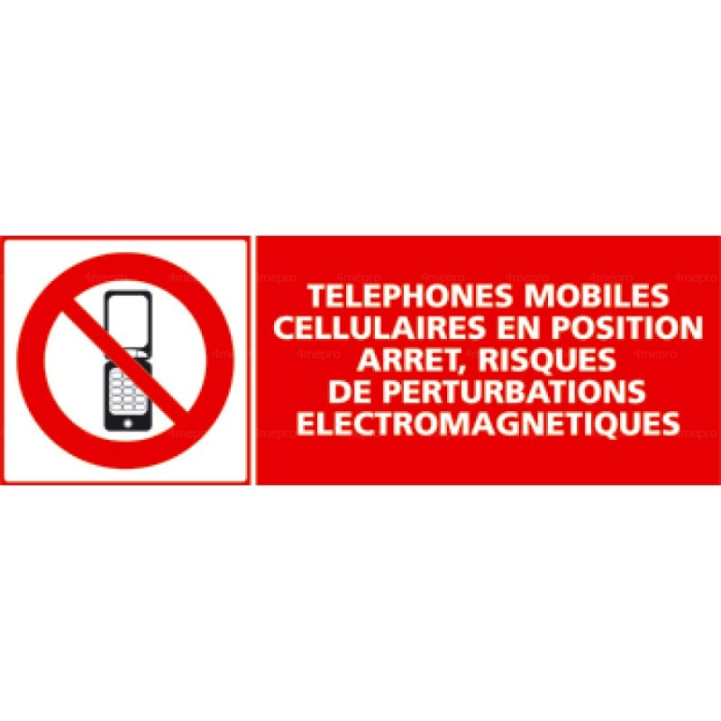 Panneau Téléphones mobiles cellulaires en position arrêt, risques et ...