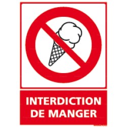 Panneau rectangulaire Interdiction de manger