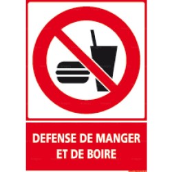 Panneau rectangulaire Défense de boire et de manger