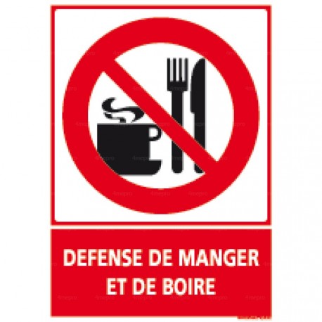 Panneau rectangulaire Défense de manger et de boire