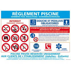 Panneau rectangulaire Réglementation piscine 1