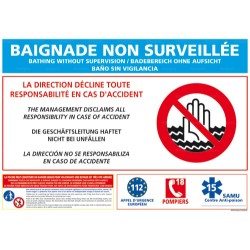 Panneau rectangulaire Baignade non surveillée